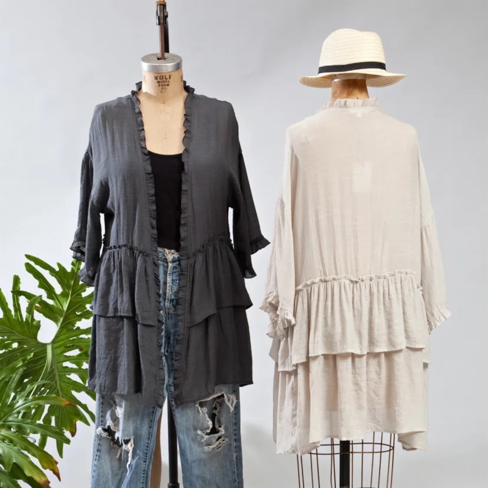 Cream Ruffled Kimono